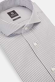 Camisa De Rayas De Sarga De Algodón Corte Slim, marrón, hi-res