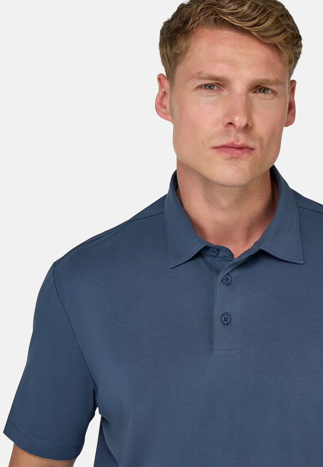 Polo Shirt In Stretch Supima Cotton, Blue, hi-res