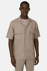 Linen Camp Overshirt, Taupe, thumb, 1