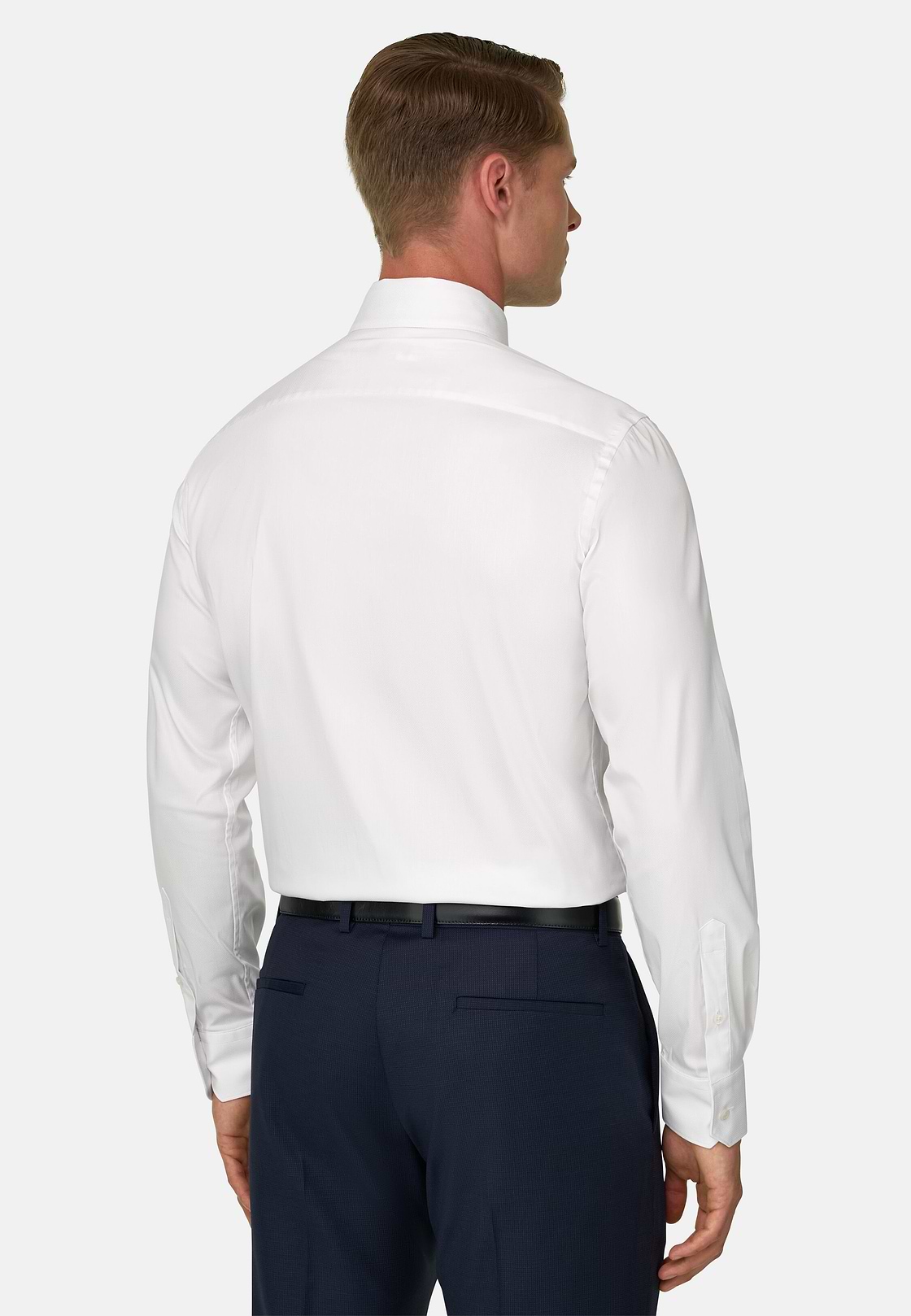 Overhemd Dobby Katoen Nylon Stretch Slim Fit, White, hi-res, 6