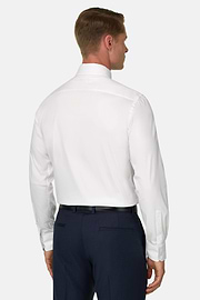 Overhemd Dobby Katoen Nylon Stretch Slim Fit, White, thumb, 6