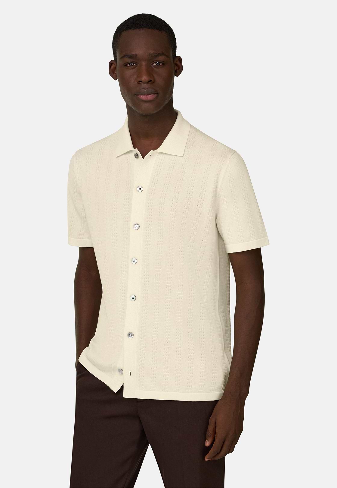 Strickhemd Aus 100 % Bio-Baumwolle, Creme, hi-res, 1