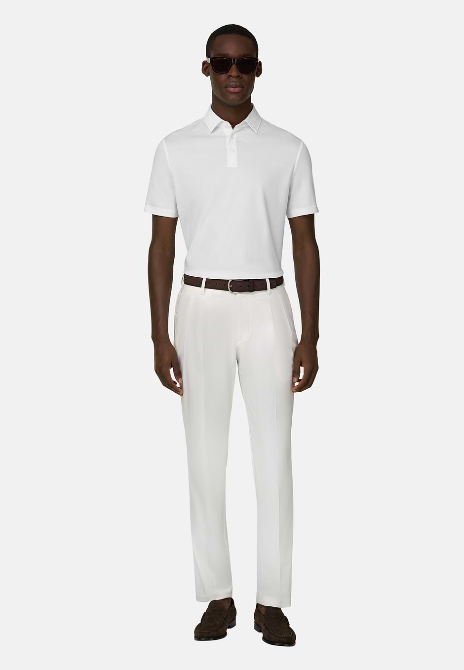 Polo Shirt In Stretch Pima Cotton, White, hi-res
