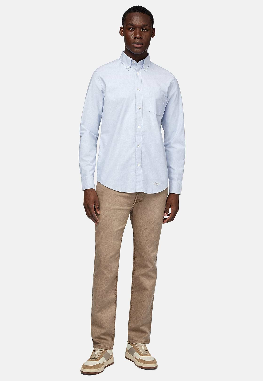 Chemise En Coton Oxford Bio Coupe Droite, Bleu clair, hi-res