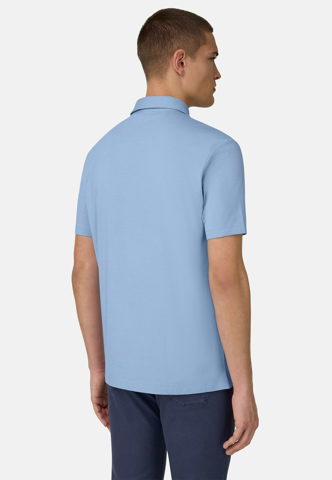 Polo In Cotone Supima Elasticizzato, Azzurro Chiaro, hi-res, 3