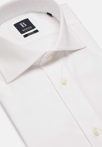 Camicia In Pin Point Di Cotone Slim Fit, Bianco, hi-res