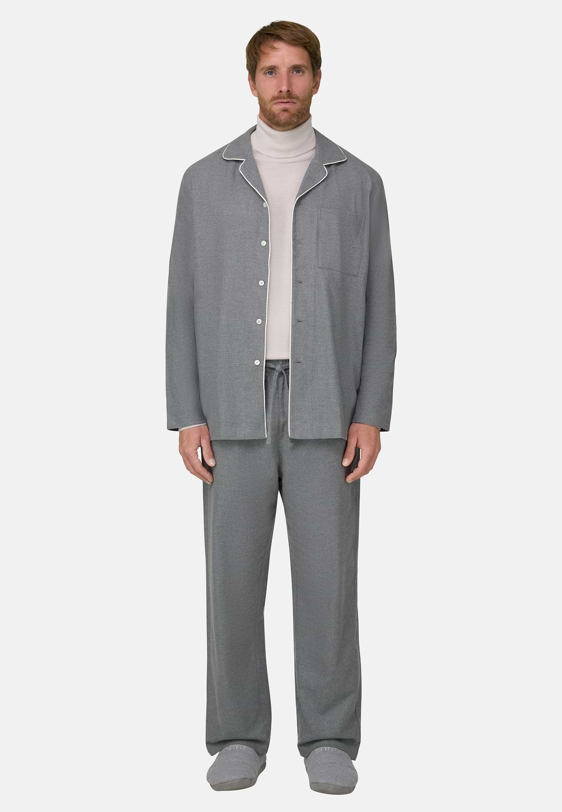Pajama in Cotton Flannel, Grey, hi-res, 2