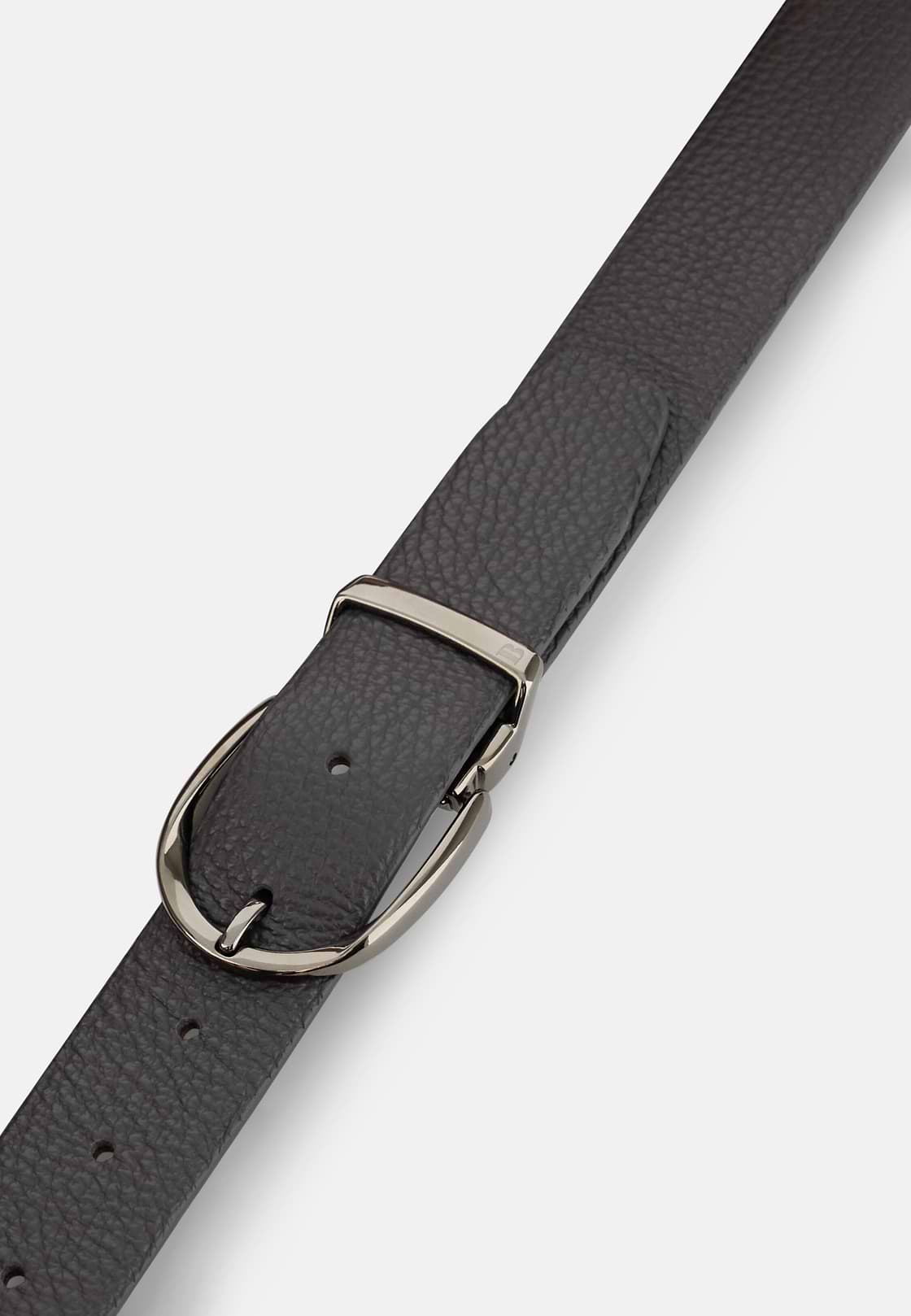 Reversible Grained Leather Belt, Charcoal, hi-res, 3