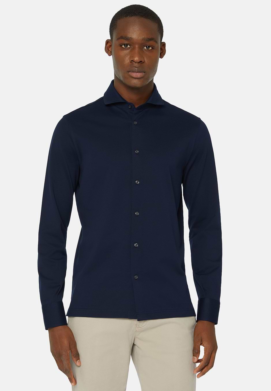 Chemise Polo En Piqué Fil D'Écosse Coupe Slim, bleu marine, hi-res