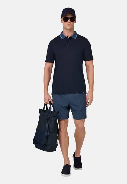 Men's High-Performance Piqué Polo Shirt with S-Cafè® Yarn, Navy
