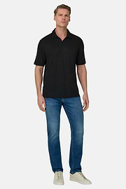 Polo En Jersey De Lin Extensible, Noir, thumb, 2