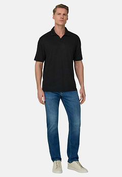 Stretch Linen Jersey Polo Shirt