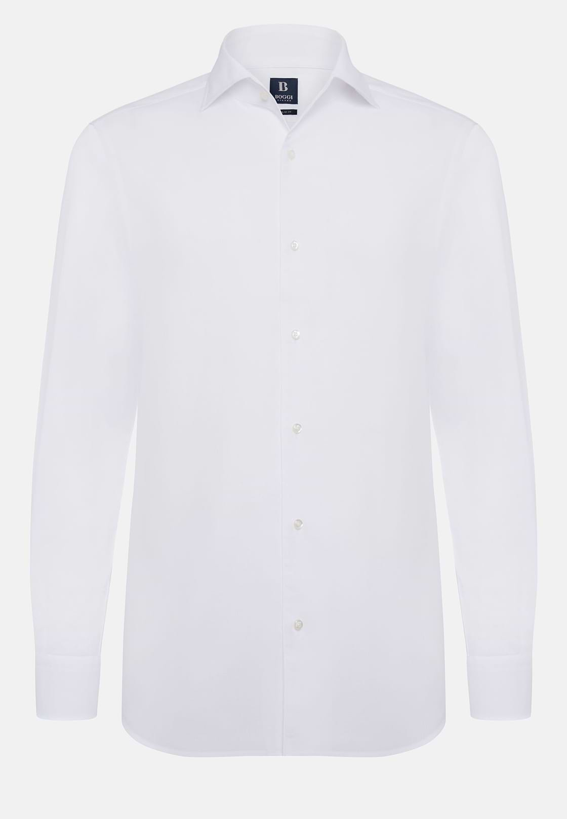 Camisa Blanca De Algodón Dobby Regular Fit, Blanco, hi-res