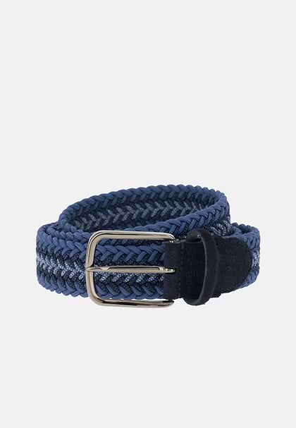 Woven Viscose Blend Belt, Navy blue, hi-res