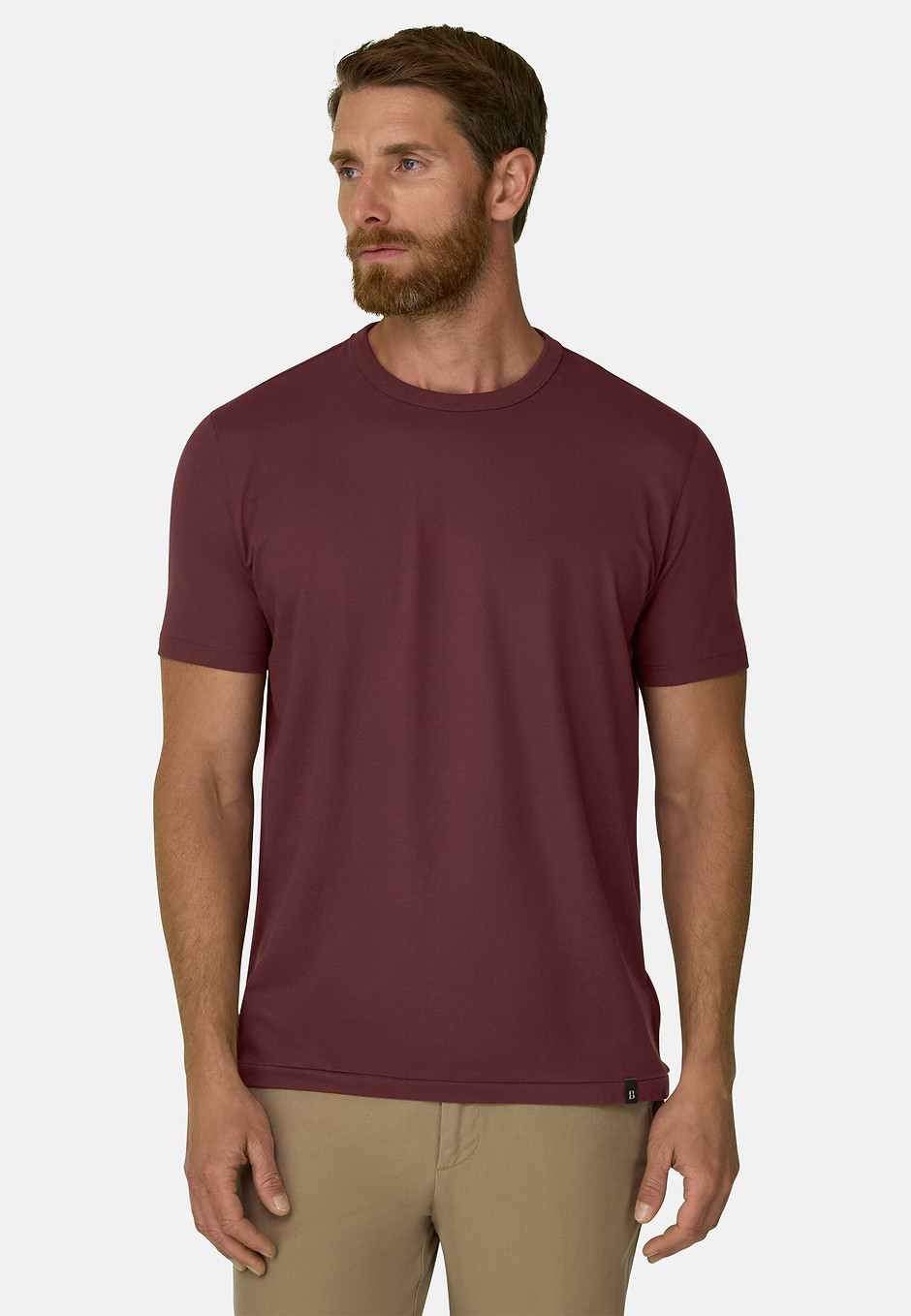T-Shirt in Diagonaal Gemengd Katoen B Tech, Rot, hi-res