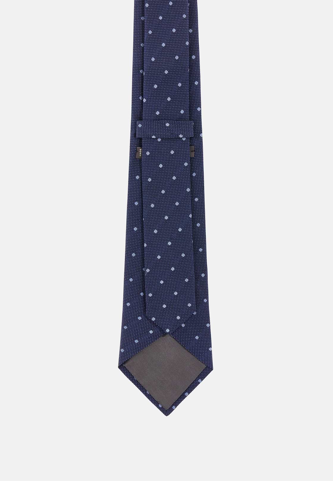 Polka Dot Silk Blend Tie, Navy blue, hi-res