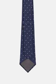 Polka Dot Silk Blend Tie, Navy blue, hi-res
