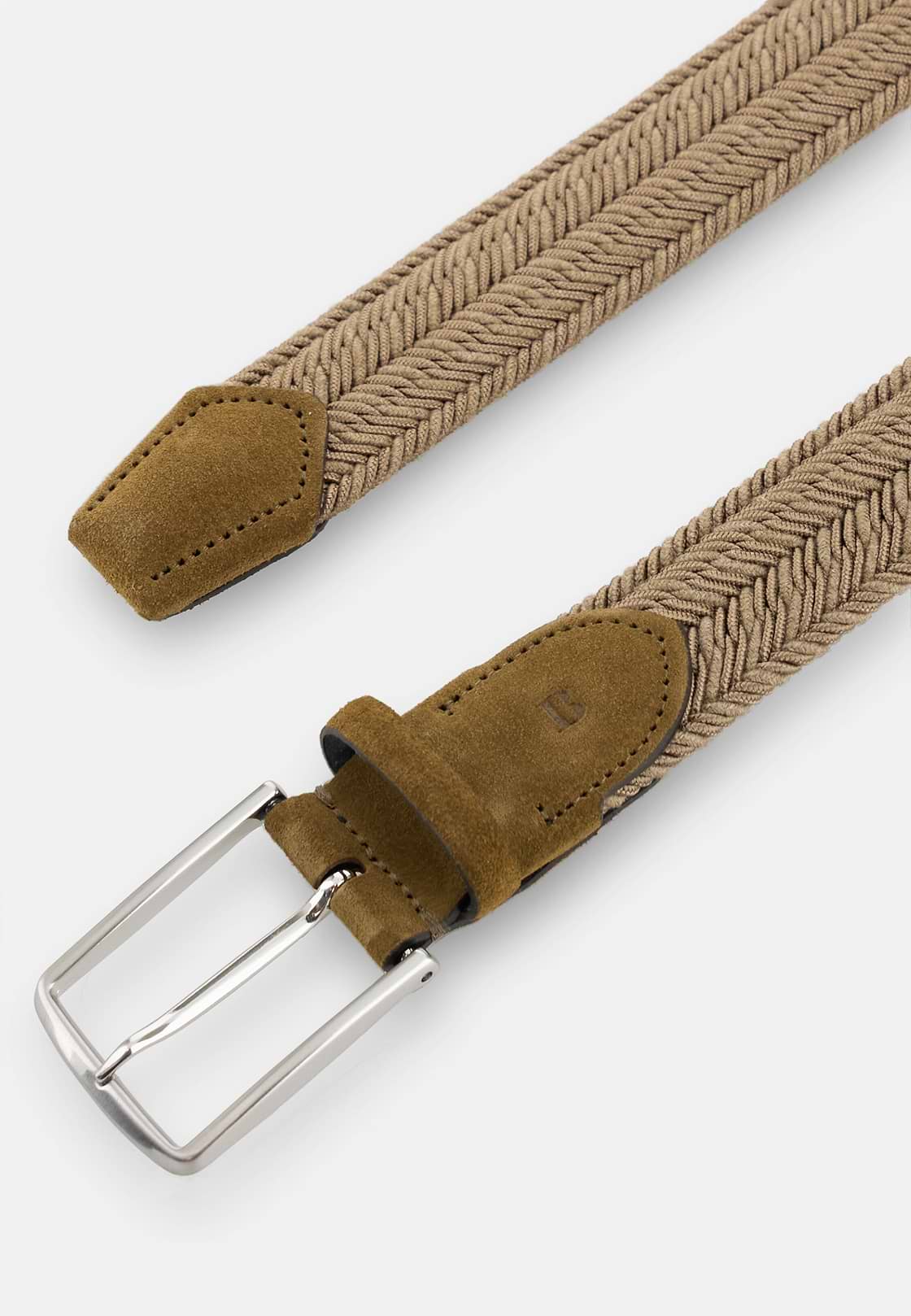 Woven Stretch Viscose Blend Belt, Biscuit, hi-res, 2