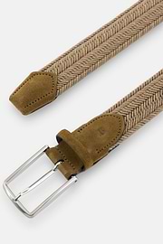 Woven Stretch Viscose Blend Belt, Biscuit, thumb, 2
