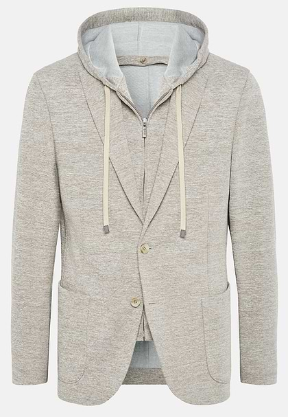 Dove Grey Madison Cotton Blend Sweatshirt Jacket, Taupe, hi-res