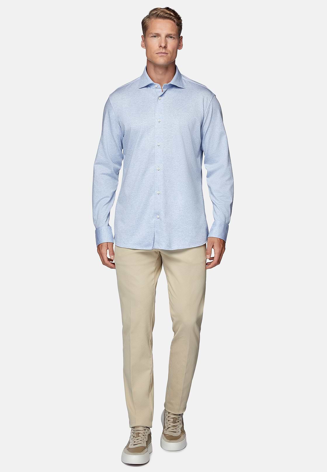 Regular Fit Cotton Jersey Polo Shirt, Light Blue, hi-res
