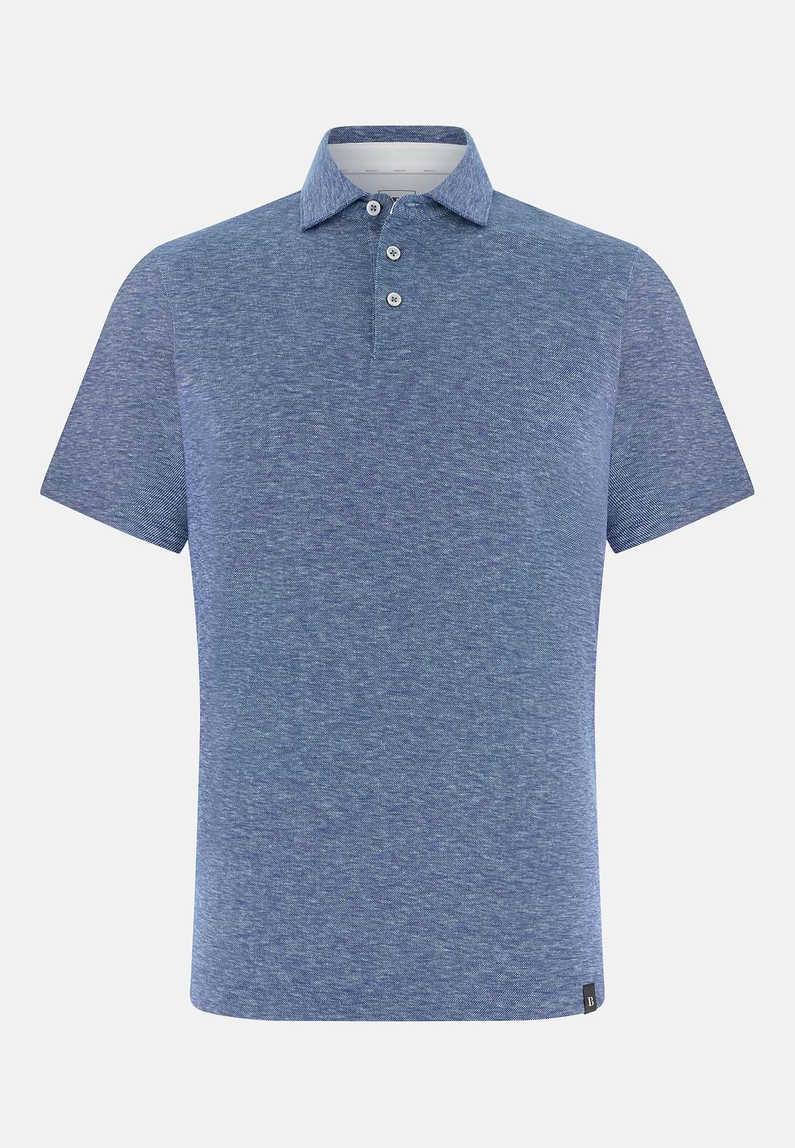 Cotton Linen Polo, Indigo, hi-res, 5