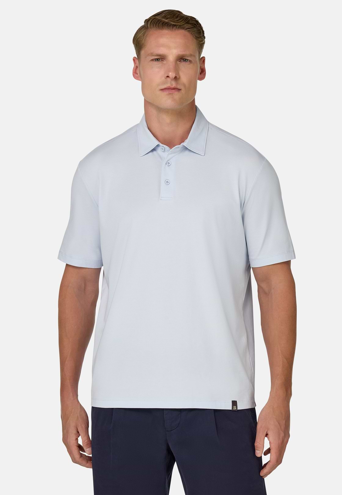 Polo Shirt In Stretch Supima Cotton, Light Blue, hi-res