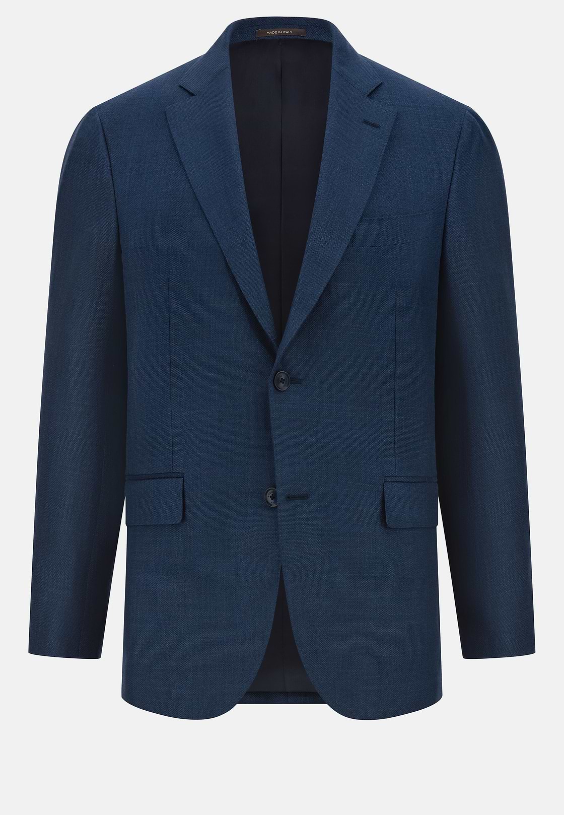 Veste En Laine Soie Et Lin, Bleu, hi-res