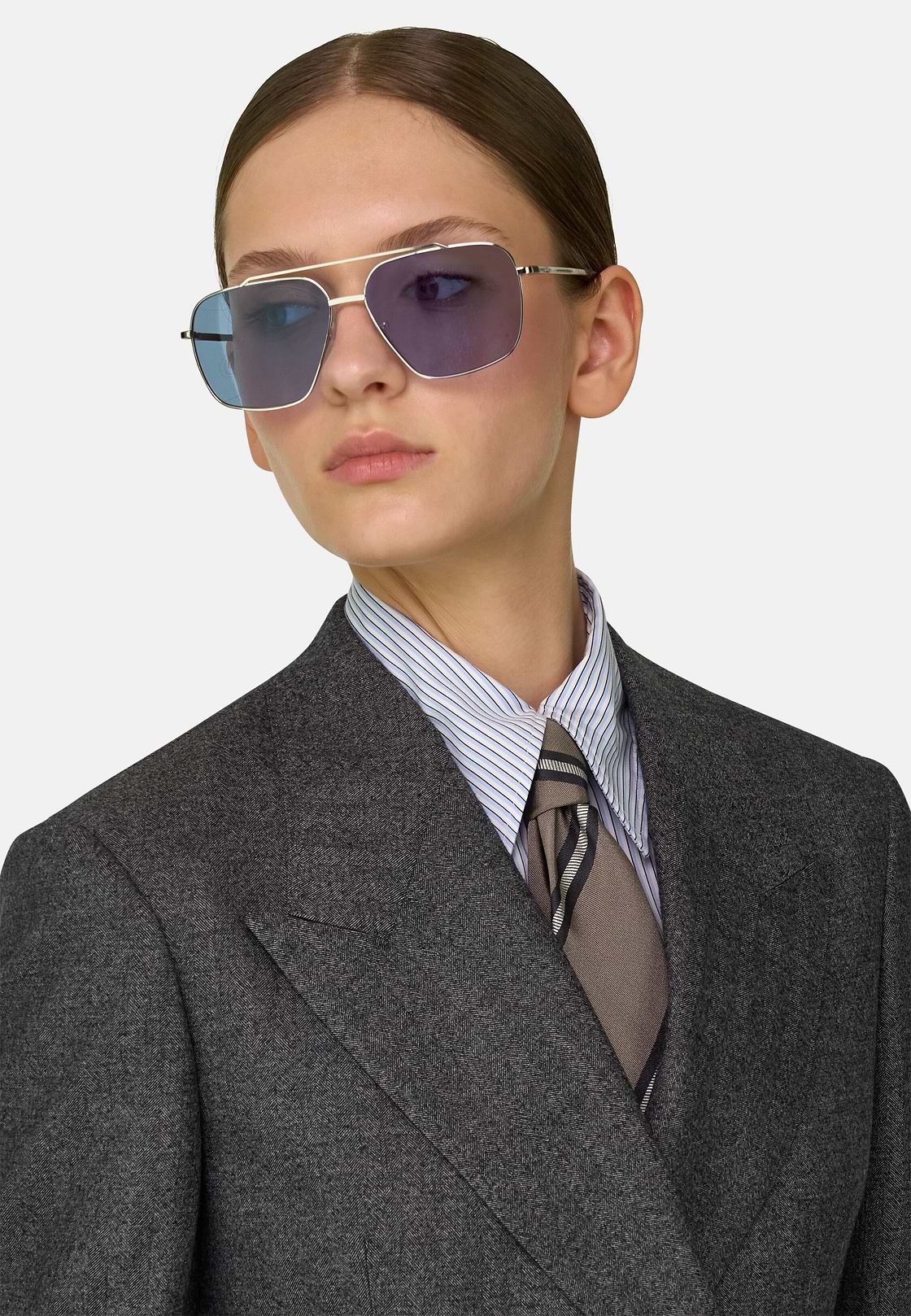 Blazer Double-Breasted in Wool, Grey, hi-res, 3