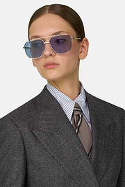 Blazer Double-Breasted in Wool, Grey, thumb, 3