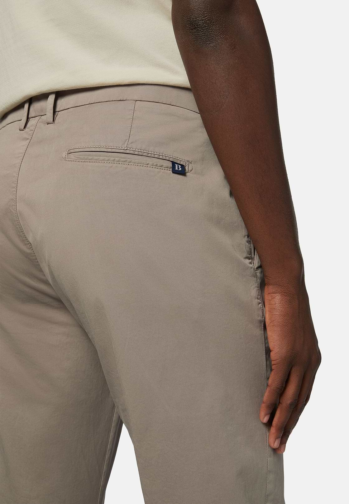 Stretch Cotton Trousers, Taupe, hi-res