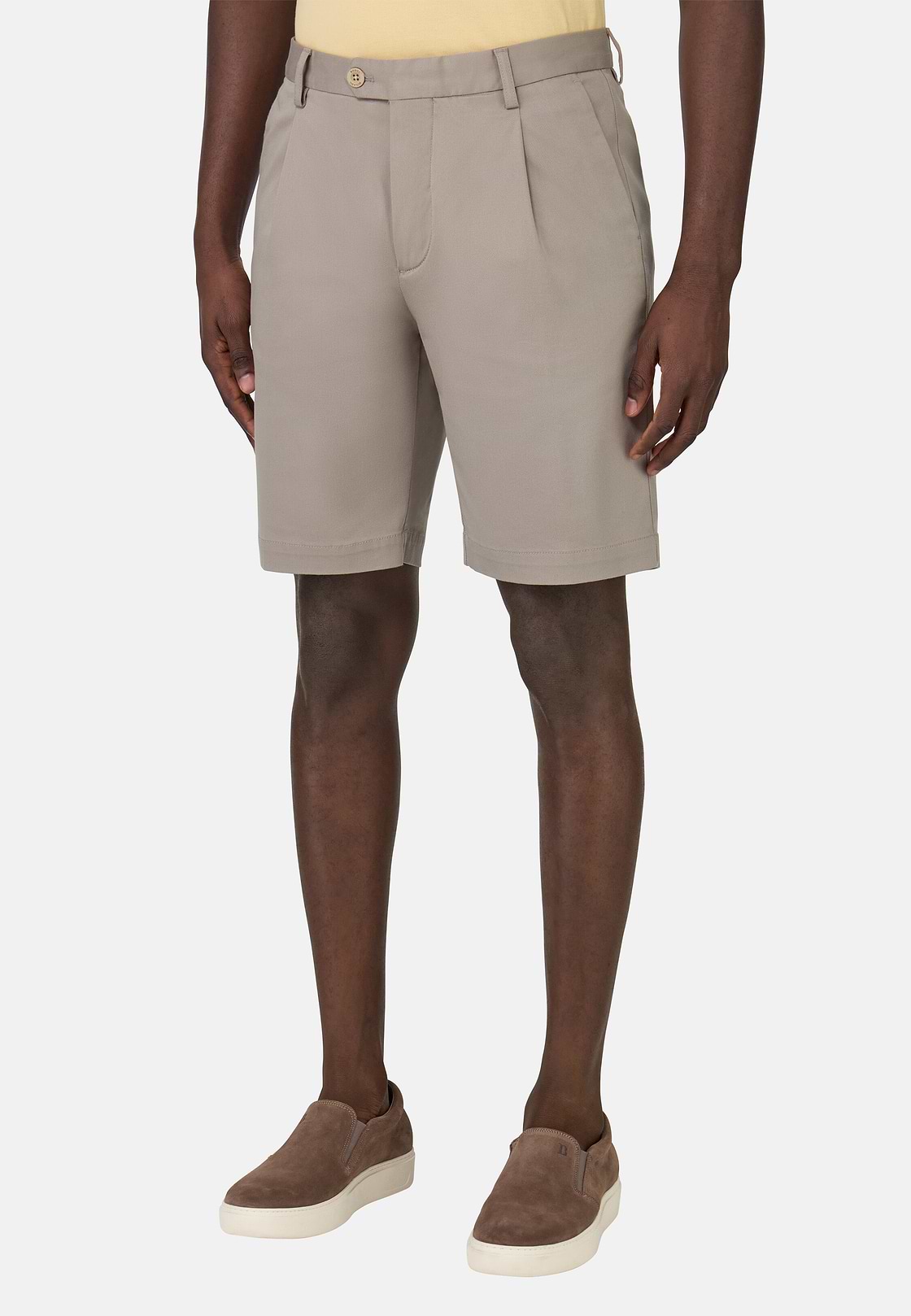 Bermuda En Coton Tencel Extensible, Taupe, hi-res