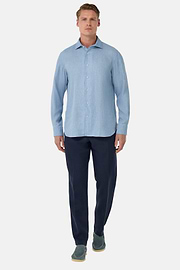 Regular Fit Linen Shirt, Indigo, hi-res