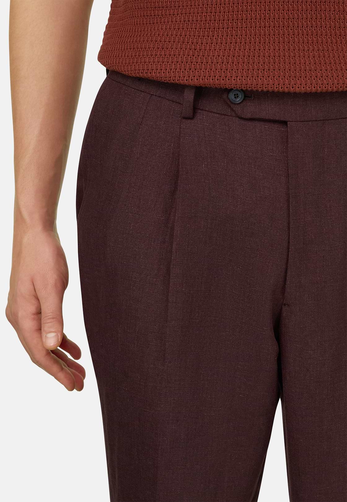 Pure Linen Suit, Burgundy, hi-res, 5
