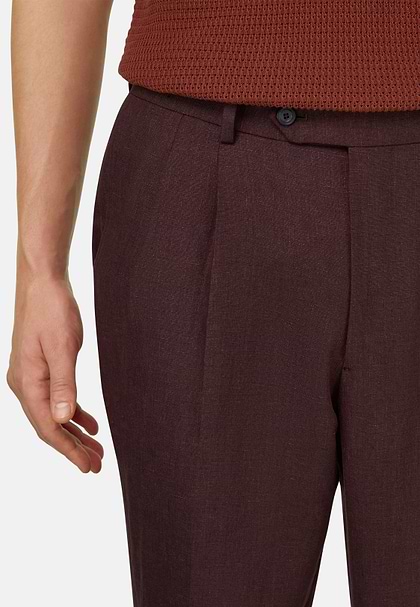Pure Linen Suit, Burgundy, hi-res