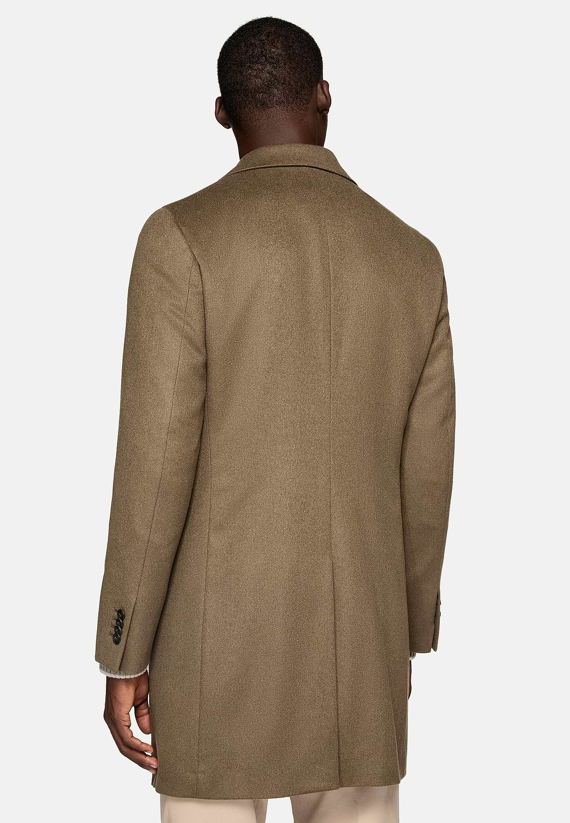 Single-breasted coat in pure cashmere, Brown, hi-res