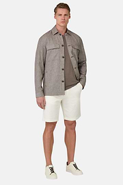Cotton Linen Shirt Jacket, Brown, hi-res