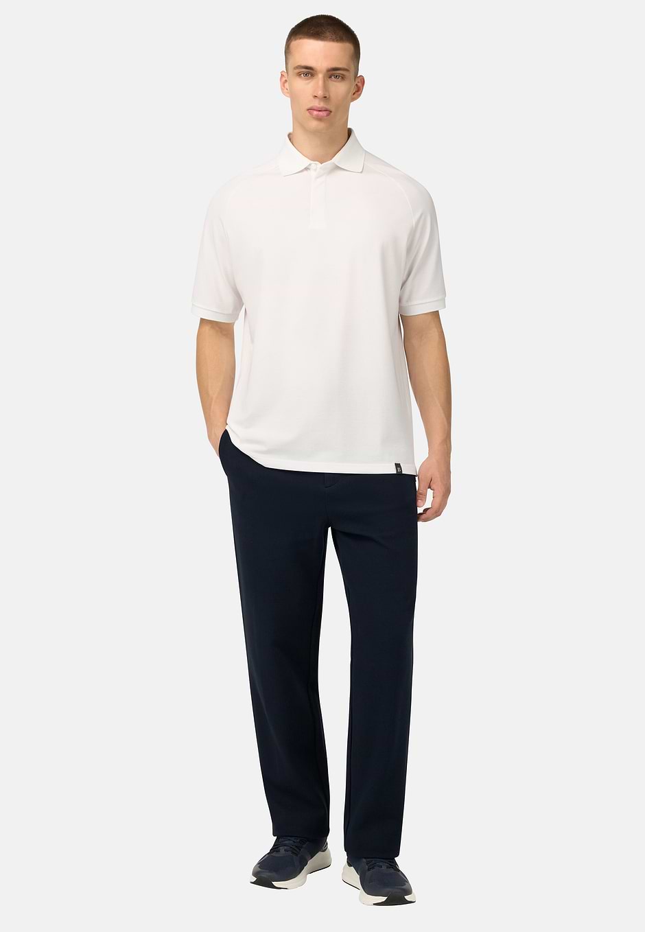Cool Jade Piqué Polo With Raglan Sleeves, White, hi-res