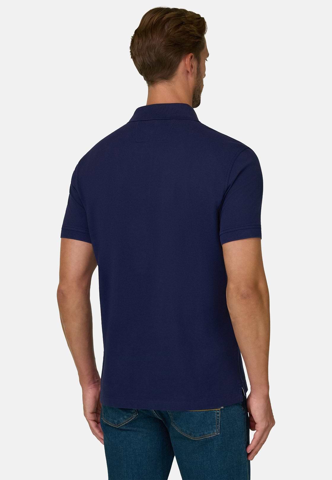 Polo In Piquè Di Cotone Regular Fit, Navy, hi-res, 4
