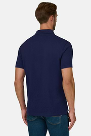 Polo In Piquè Di Cotone Regular Fit, Navy, thumb, 4