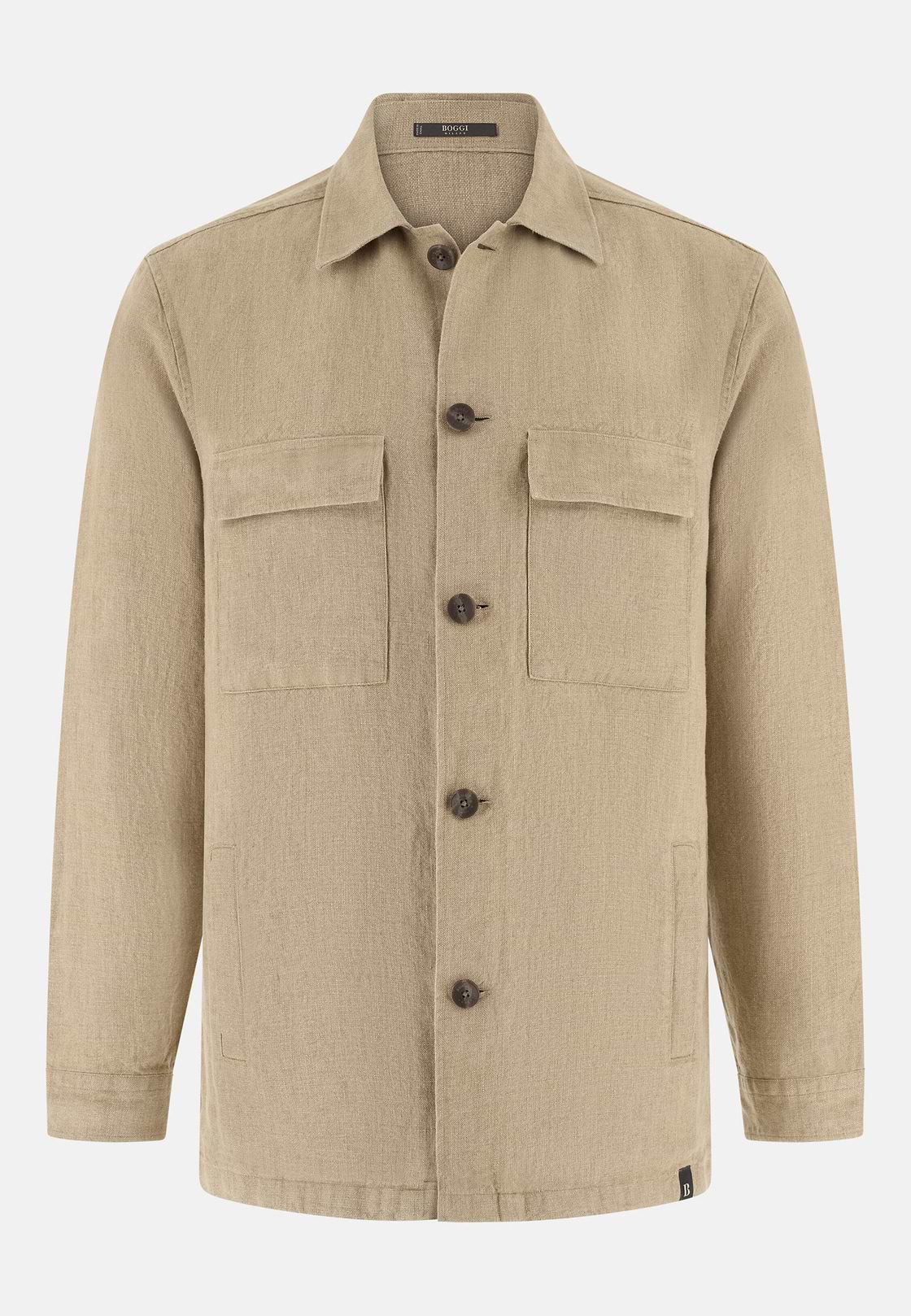 Link Shirt Jacket in Pure Washed Linen, Beige, hi-res, 5