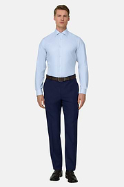 Camicia A Righe In Cotone Slim Fit, Azzurro, thumb, 2
