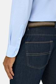 Polo Overhemd Mouliné van Katoen Regular Fit, Light Blue, thumb, 4