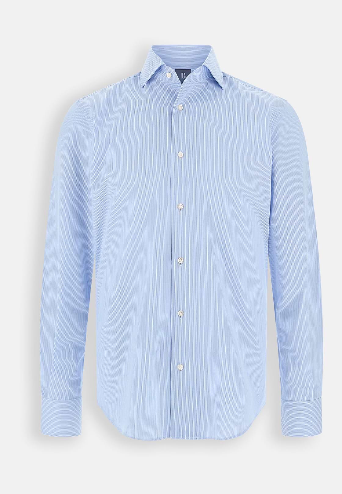 Overhemd Gestreept van Katoen Regular Fit, Light Blue, hi-res, 7
