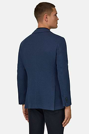 B Jersey Micro Textured Jacket in Pure Cotton, Medium Blue, thumb, 3