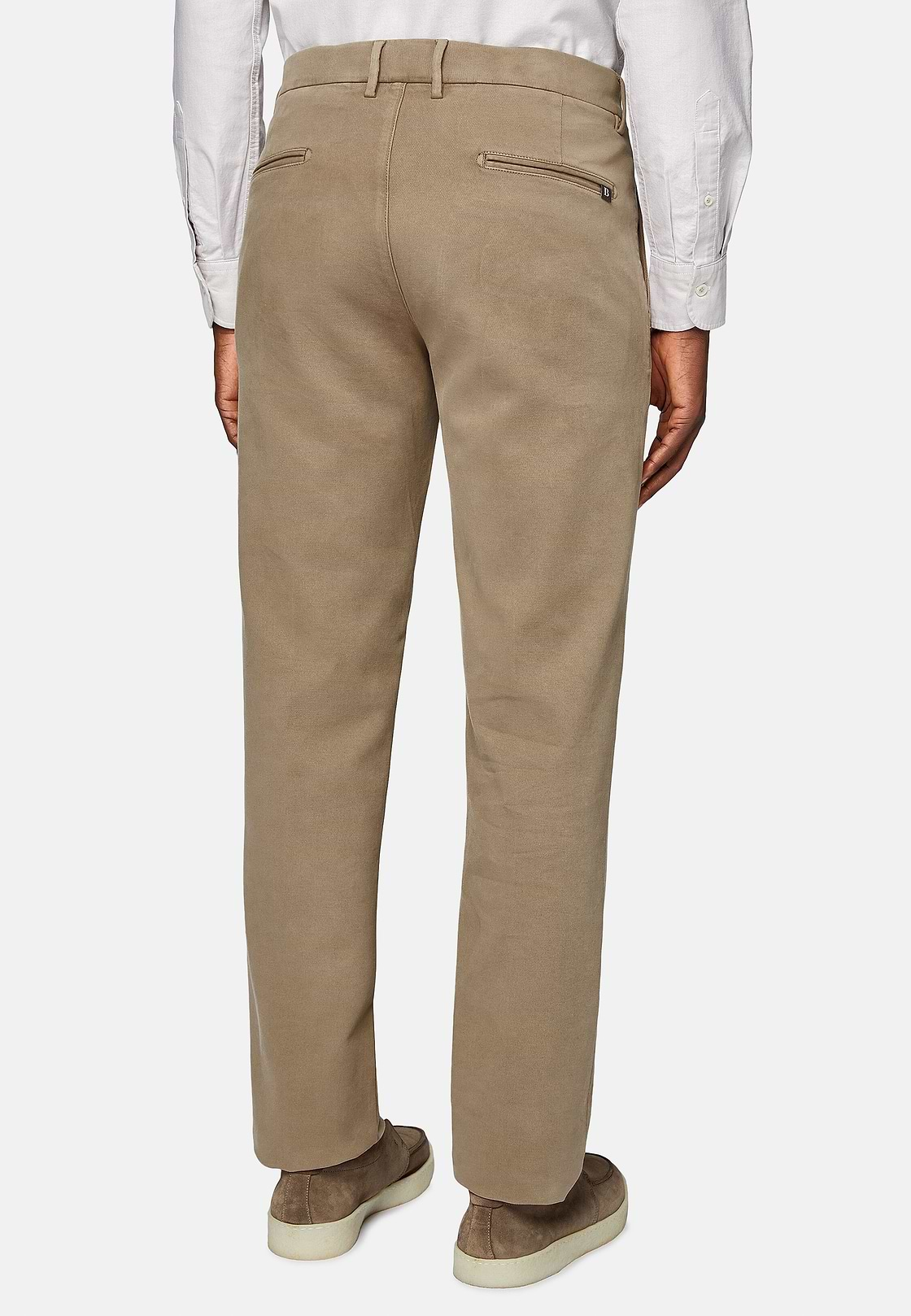 Pantaloni In Cotone Elasticizzato, Beige, hi-res