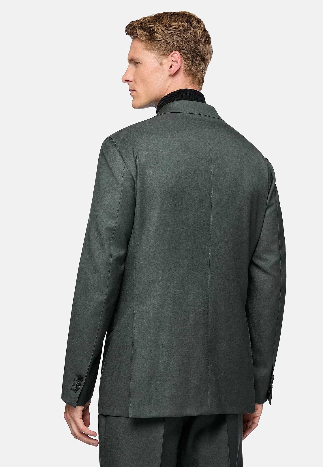 Green Double-Breasted Suit in Pure Wool, Green, hi-res