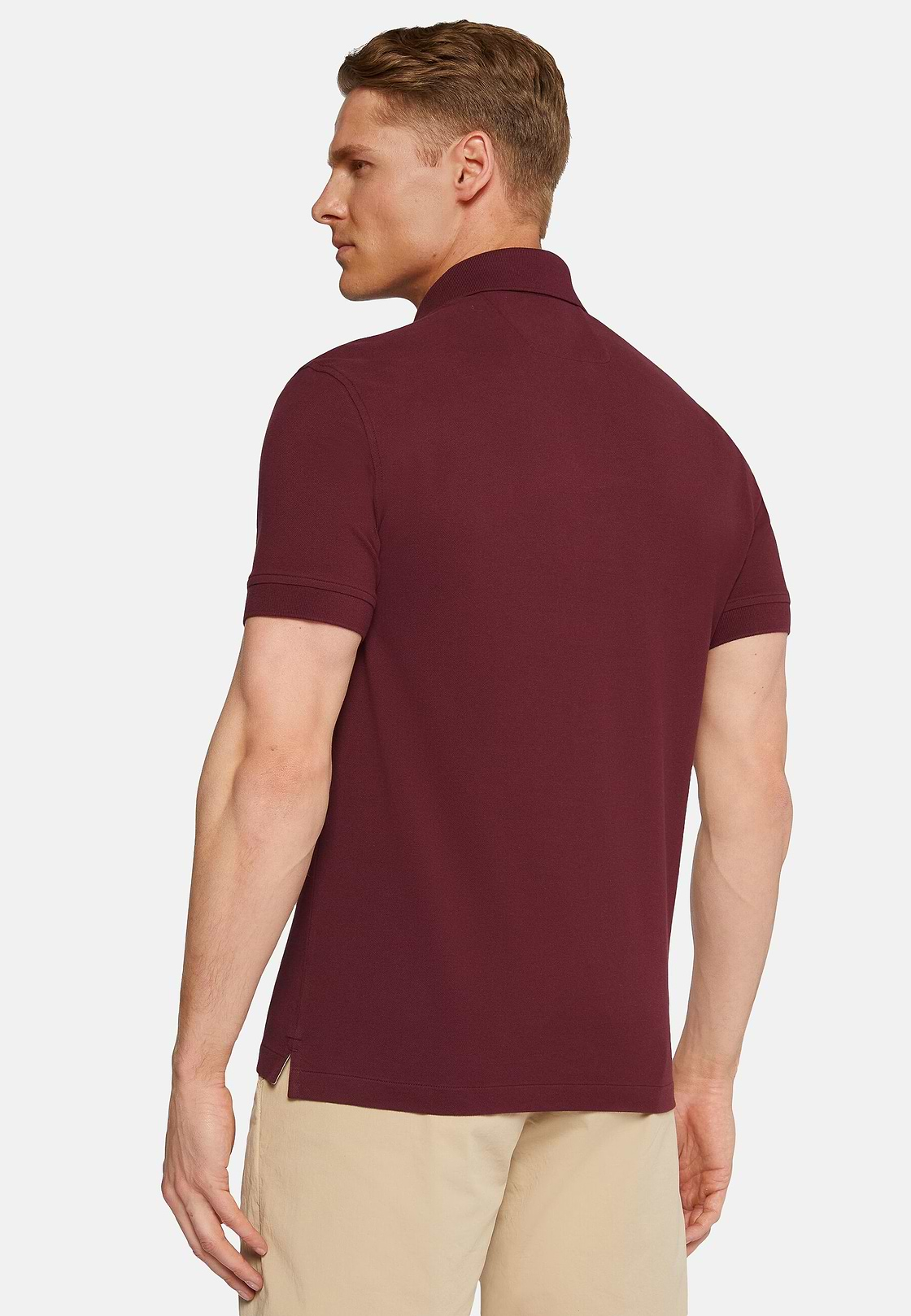 Cotton Piqué Polo Shirt, Burgundy, hi-res