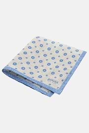 Medallion Linen Pocket Square, Cream, thumb, 1
