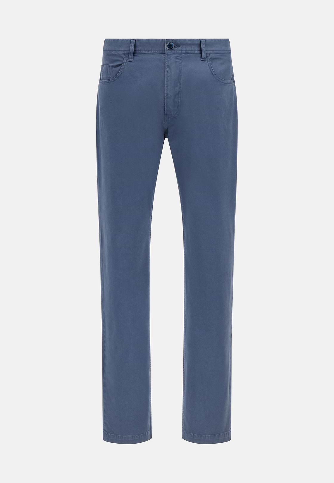 Stretch Cotton 5-Pocket Trousers, Air-blue, hi-res